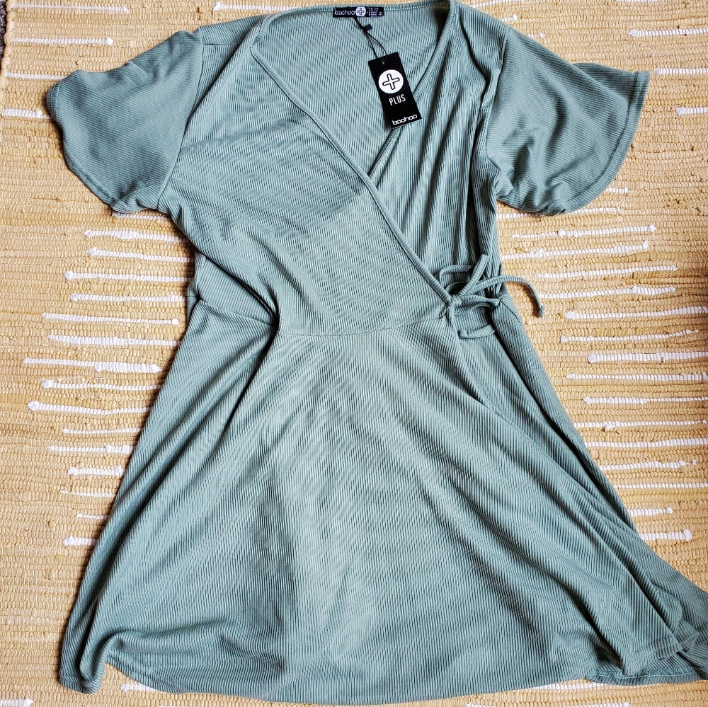 Green wrap dress